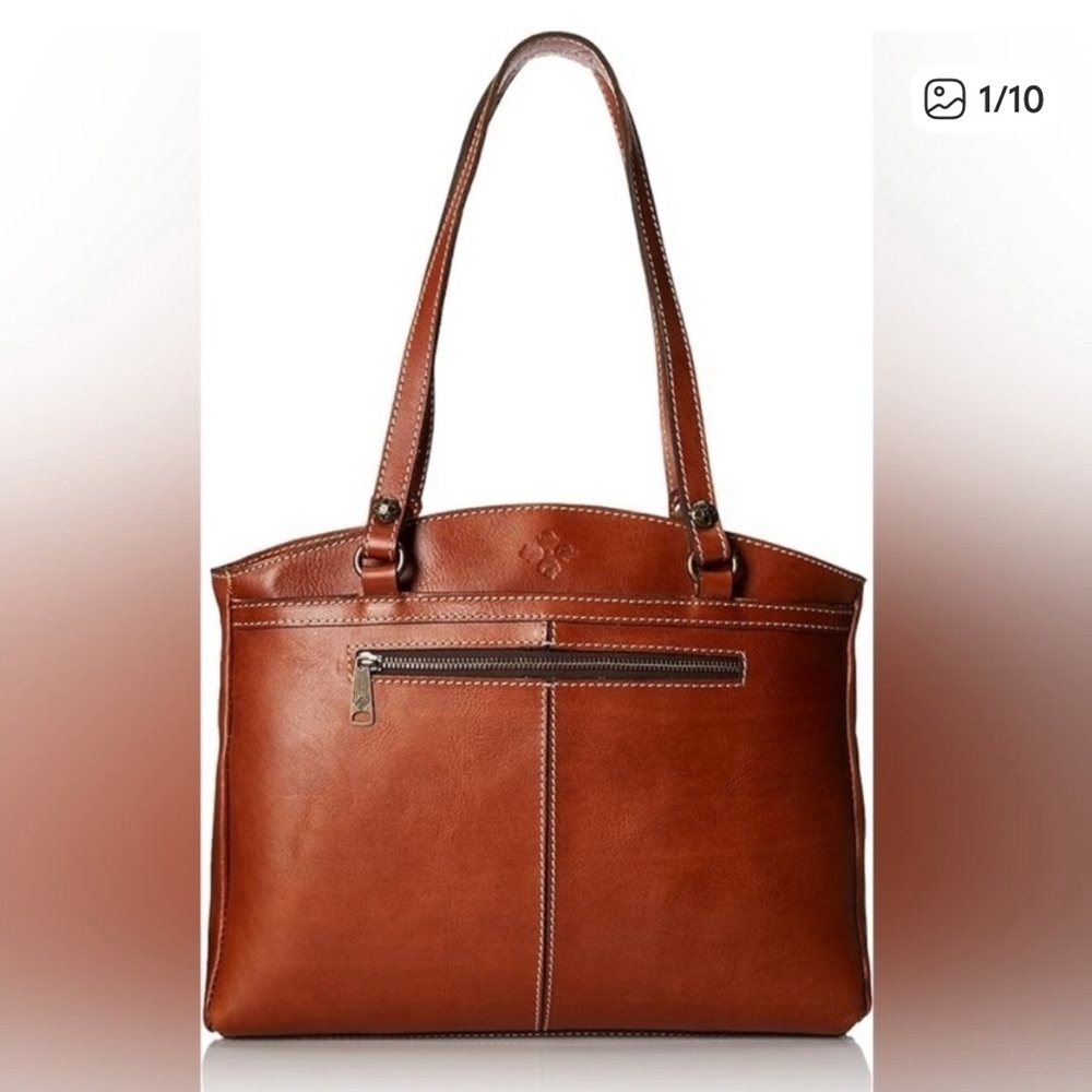 Patricia Nash Poppy Elegant Brown Italian Leather satchel Tote Bag